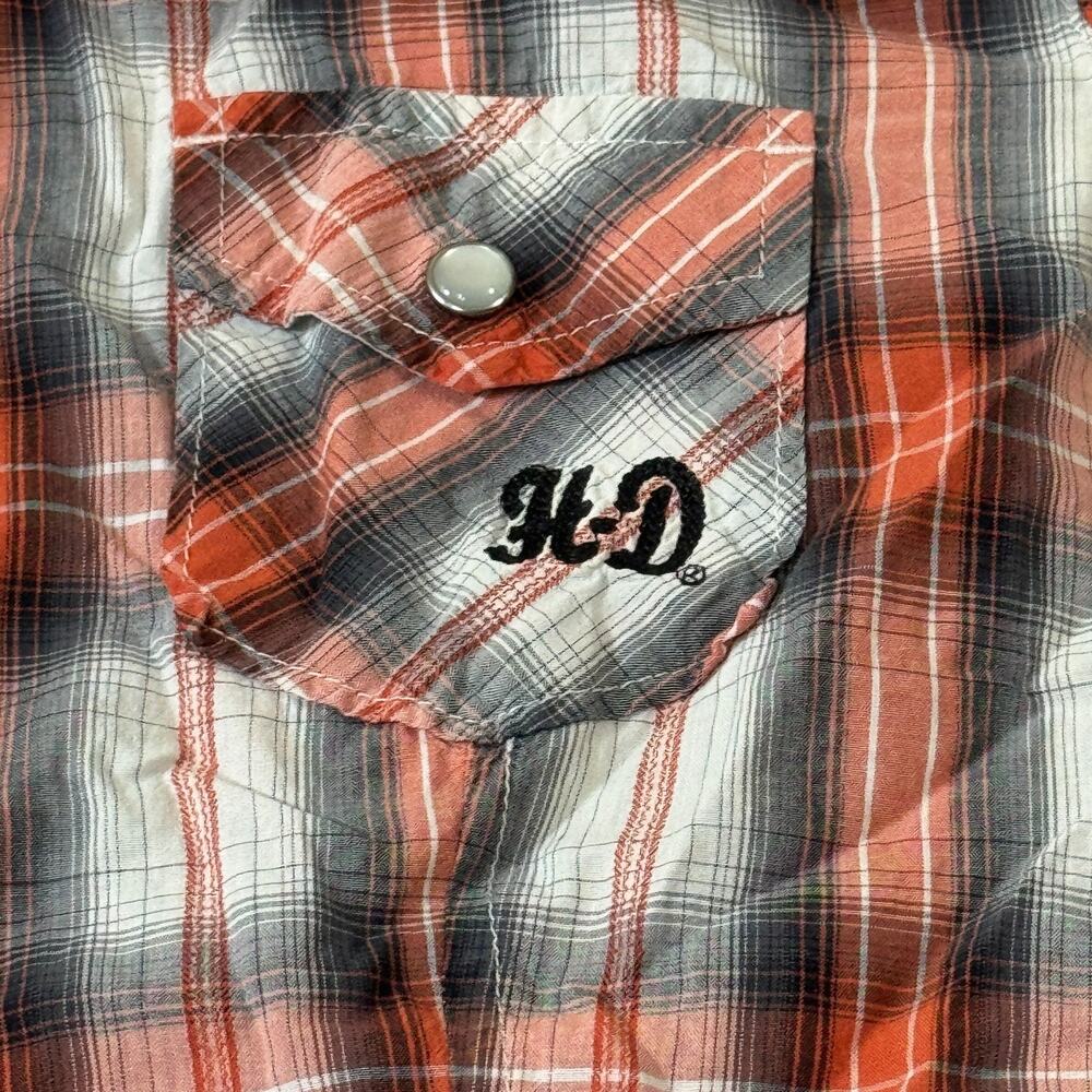 Harley Davidson Shirt Womens Size Medium M Button Front Short Sleeve Pearl Snap - Picture 2 of 13